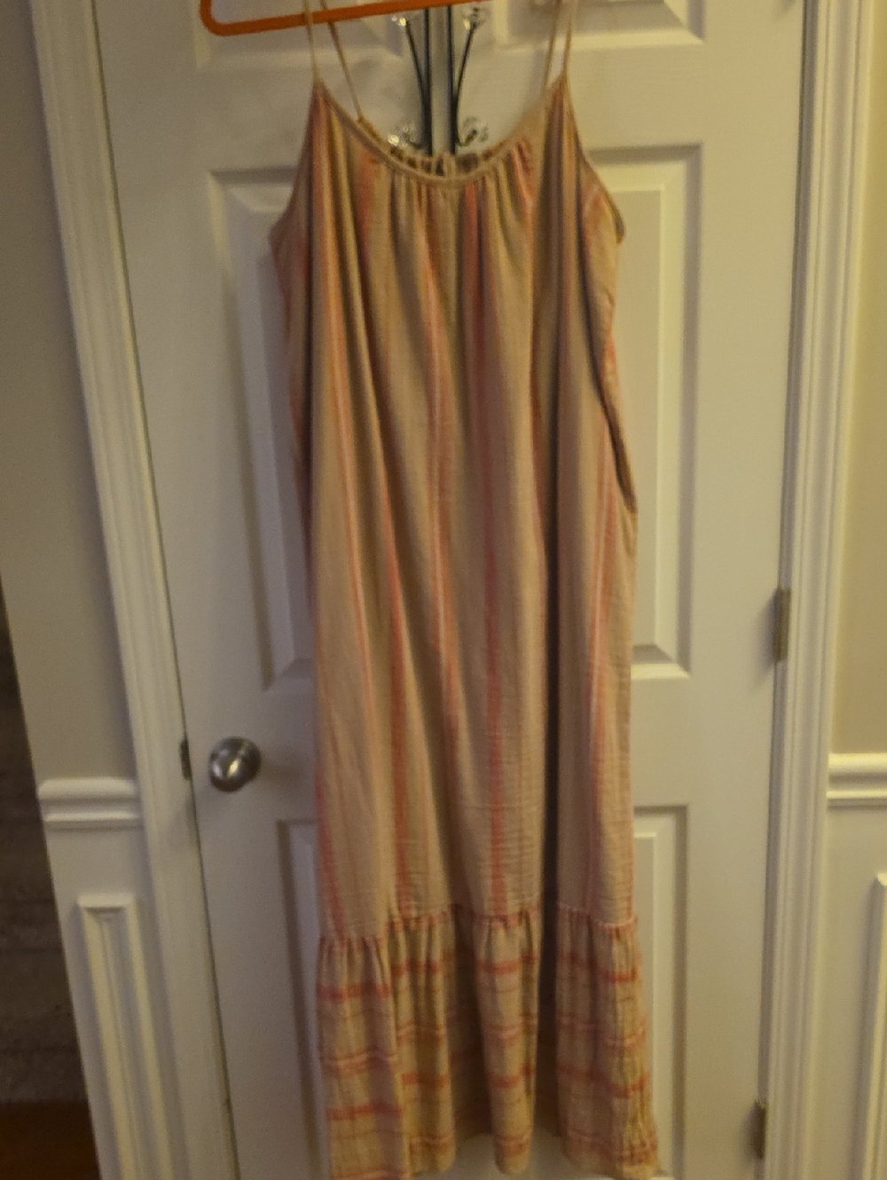 Time and Tru Peach and Pink Striped Maxi Dress